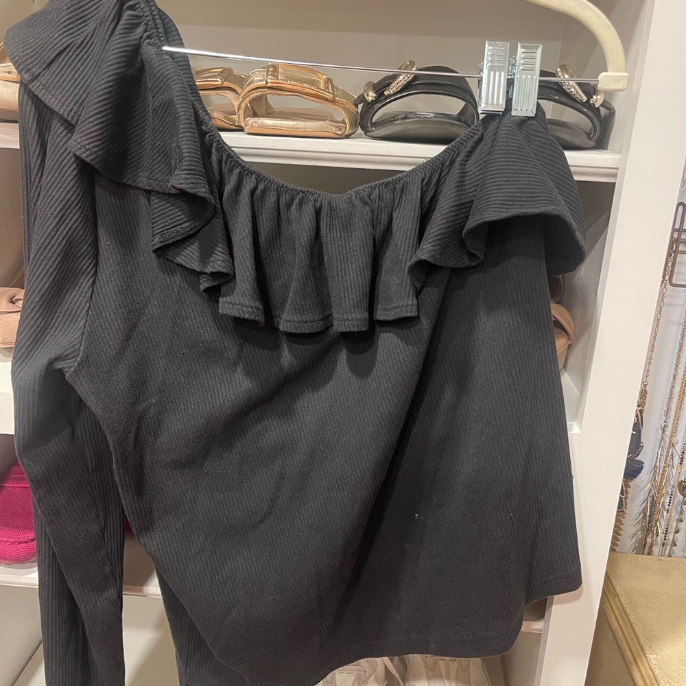 J. Crew Black Knit Off The Shoulder Top